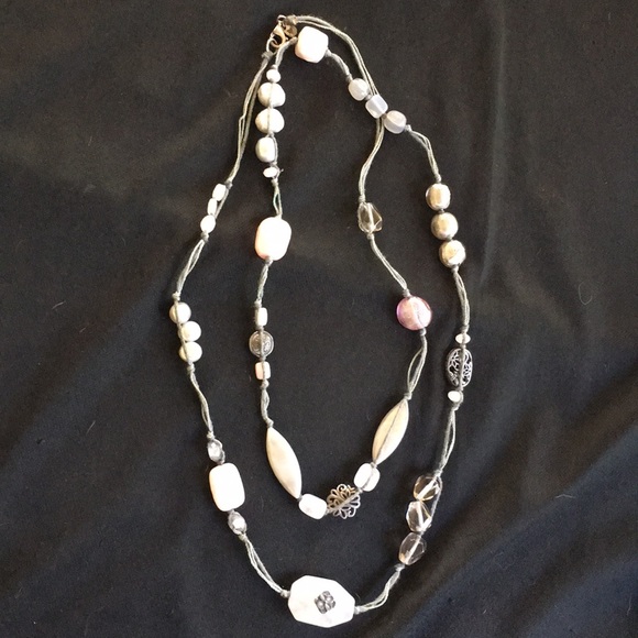 Silpada Pink Soapstone Gray Long Necklace - Picture 2 of 5
